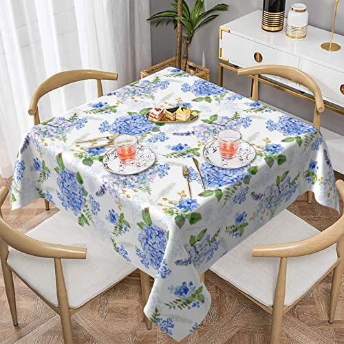 WOWBED Hydrangea Watercolor Printed Square Tablecloth Water Resistant Spill Proof Washable Table Cloth for Wedding,Banquet,Restaurant and Parties