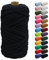 Uiopa Macrame Cord 5mm x 90m, Thick Macrame Rope 8-Strand Braided Cotton Rope, Black Cotton Cord for Plant Hangers, Wall Hanging, Dream Catcher, Garden, DIY Projects