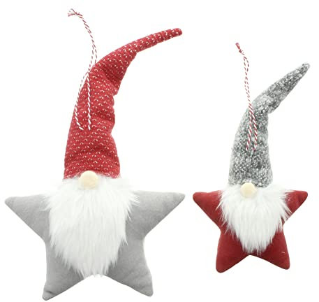 FRANK FLECHTWAREN Sternhänger Wichtel, 2er Set, Polyester, Kunstfell Maße: Höhe 30 cm, 42 cm, vielseitig einsetzbar, hochwertig