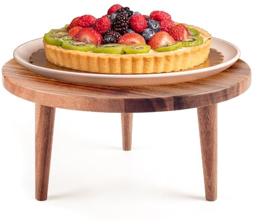 SPEShh Tabla de servir de madera de acacia con patas redondas, soporte elevador para tartas con patas extraíbles, bandeja para charcutería, queso, pan, frutas, verduras, juego de soporte para plantas