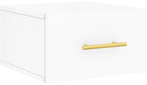 vidaXL Wand Nachttisch, Nachtschrank mit reichlich Stauraum, Hängend Nachtkommode Nachtkonsole, Wandschublade Wandregal für Schlafzimmer, Weiß