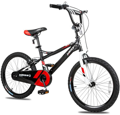 WEIZE Kids Bike, 16 18 20 Inch Children Bicycle for Boys Girls Ages 4-12 Years Old, Rider Height 38-60 Inch, Coaster Brake, Multiple Color Options, Free Portable Bike Pump, TW-DU008, Black