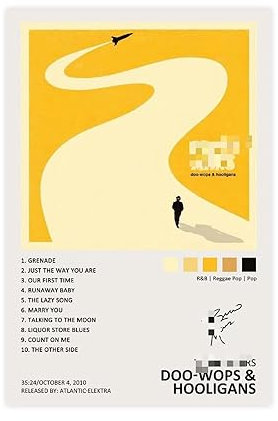 YEZLH Doo-Wops & Hooligans Musikalbum-Poster, signiert, limitierte Auflage, Leinwand-Poster, Wandkunst, Dekordruck, Bild, Gemälde für Wohnzimmer, Schlafzimmer, Dekoration, ungerahmt: 40 x 60 cm