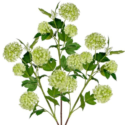 Oairse Hydrangea Artificial Flowers 37 Green Faux Hydrangea Spray with 5 Flower Heads Artificial Hydrangeas Silk Flowers Fake Hydrangeas for Indoor Outdoor Home Wedding Table Centerpieces Decor