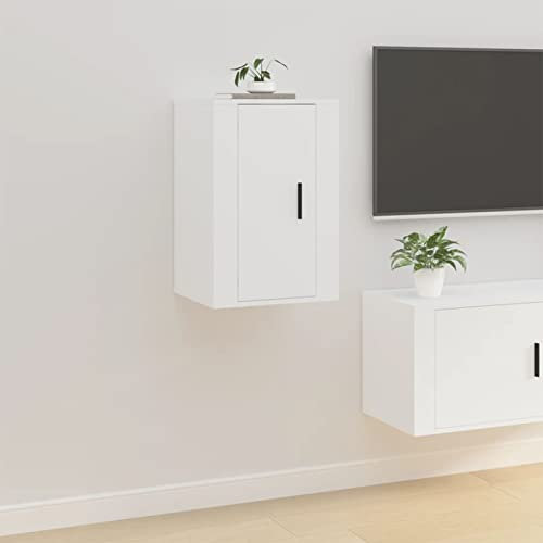 Homgoday Mobile TV da parete bianco 40 x 34,5 x 60 cm, mobile per TV, soggiorno e sala da pranzo, tavolo da centro TV, TV, attrezzature per la musica, armadio sotto stoccaggio