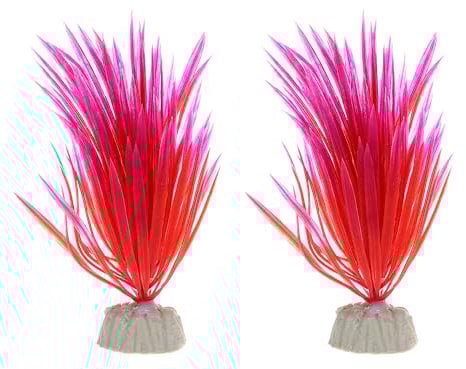 CAPASTEC Aquarium Plastic Plants, Artificial Aquatic Plant for Fish Tank Landscape 5.12 Inch (Red Pink) 2Pcs
