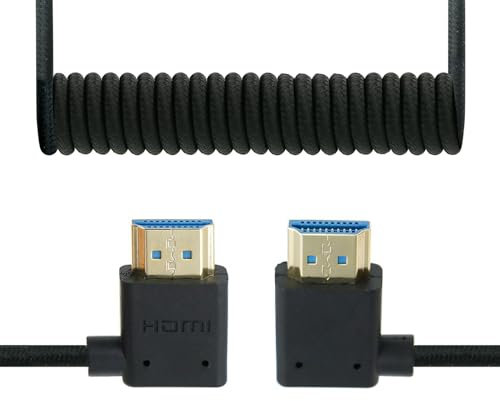 Uonecn Câble HDMI vers HDMI 2.1 haut débit 48 Gbit/s pour Atomos Ninja V, cordon HDMI court enroulé pour Sony FS5| FS7| A7S3, Z CAM E2, prise en charge 8K 3D HDR 1080p HD eARC