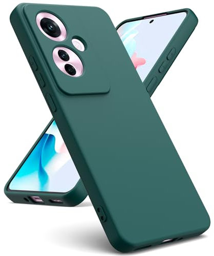Oududianzi - Funda Compatible con OPPO Reno 11F 5G [Carcasa de Silicona Líquida][Interior de Microfibra] Carcasa Antigolpes Protección Gel Ultra Suave Funda OPPO Reno 11 F 5G - Verde Noche