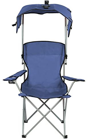 HUOLE Chaise Pliante Camping avec Parasol Chaise Pliante légère de Camping - avec accoudoir et Porte-gobelet - Chaise de pêche - Chaise de Voyage Pratique (1, Bleu Marine, 50 * 50 * 90/120CM)