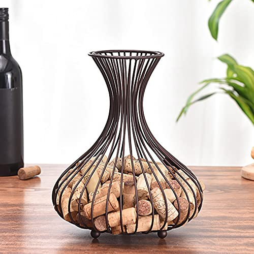 Blanketswarm Metal Wine Cork Holder,Vase Shaped Cork Holder Cage,Rustic Wine Stopper Collector,Wine Stopper Display,Standing Cork Storage Rack Cork Collector Container Wine Decor