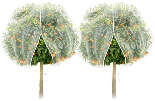 TWOWYHI 2 x 2,5 m große Obstbaum-Netzabdeckung mit Reißverschluss, Gartenpflanzen-Baumabdeckung, Insekten-Vogelnetz für Obst, Gemüse, Baum, Garten, Schutz