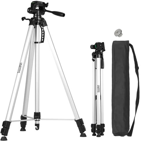 Huepar Pro Kreuzlinienlaser Stativ TP230 (Höhe: 83-230cm, Gewinde: 1/4 & 5/8 Adaptermutter), Stativ für Laser mit 3-Wege-Schwenkkopf, tragbarem Griff, Schnellwechselplatte