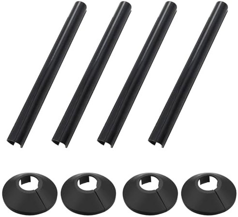 Pack of 4 Black 15mm Radiator Pipe Hole Covers - Durable Plastic Collars & Sleeves, Easy to Install and Remove, Perfect for Finishing and Protecting Exposed Pipe Holes