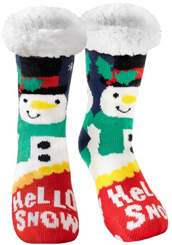 Niofind Kuschelsocken für Herren Damen 1/2 Paar, Warme Stoppersocken Rutschfest Wintersocken Hüttensocken, Flauschig Weihnachtssocken, Winter Thermosocken Haussocken mit ABS Stopper Weihnachten