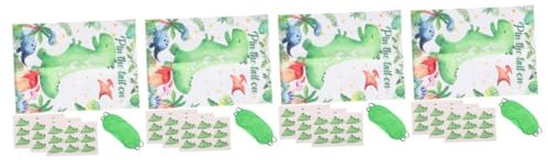 PRETYZOOM 4 Sets Dinosaurier Geburtstagsparty Dinosaurier Spielaufkleber Partyspiele Für Kinder Dinosaurier Partygeschenke Kinderaufkleber Geburtstagsaufkleber Wandaufkleber „Pin The