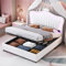 Dolamaní Polsterbett Jugendbett Mädchen Bett 140x200 cm mit Hydraulisches Stauraum, PU-Leder, Doppelbett mit Lattenrost, Polster Kopfteil-Prinzessinnen-Krone, White
