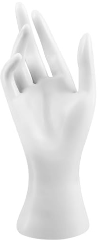ANNASAMDO 1 Stück Schmuckständer Hand Weiß 22cm | PVC standfest langlebig. Präsentiert Ringe Uhren Armbänder. Skulptural elegant dekorativ. Für Laden Zuhause Geschenk.