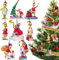 Adornos de Navidad, adornos de árbol de Navidad, colgantes acrílicos, lindos dibujos animados rinchs, adornos de muñecas para decoraciones de árbol de Navidad (verde)