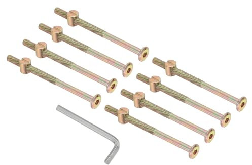 PATIKIL M6 x 95mm Bunk Bed Bolts, 8 Pack Hex Drive Socket Cap Barrel Screws Bolt Nuts Assortment Kit with 1Pcs Wrench for Furniture Bed, Zinc Color