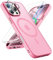 ORETECH Magnetic Case for iPhone 16 Pro Max Case with 2 Screen Protector 1 Camera Protector, Fit for MagSafe, Translucent Matte Back Military Grade Shockproof Case for iPhone 16 Pro Max - Hot Pink