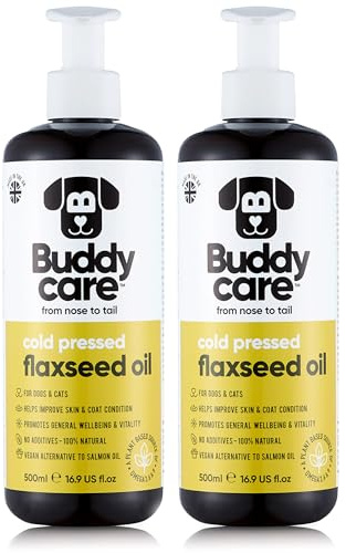 Buddycare Flaxseed Oil - 500ml x2 - Natural Supplement for Dogs & Cats - Rich in Omega-3 Fatty Acids for a Healthy Coat and Skin