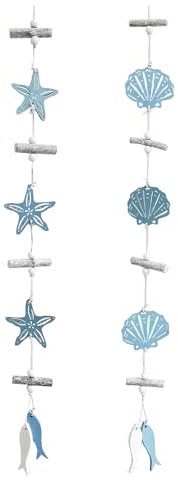 Maritime Deko zum Aufhängen aus Holz, Seestern Jakobsmuschel Anhänger Dekoration Sonnenfänger Für Haus Fenster Wand Garten Dekoration (A + B)