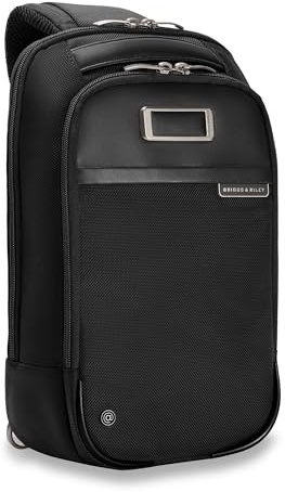 Briggs & Riley Sling Bag for Women & Men - Personal Item Travel Bag, Sling for Work or School, Lightweight & Durable, Cross Body Padded Strap, Secure Fit for Tablet - @work, Black