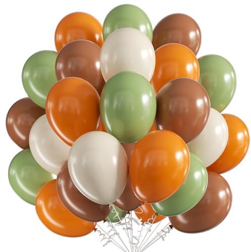 Luftballons Braun Orange Grün, 60 Stück 12 Zoll Braun Orange Latex Luftballons Avocado Grün Beige Latex Ballons Party Ballons, Party Luftballon für Geburtstag Hochzeit Gender Jahrestag Dekoration