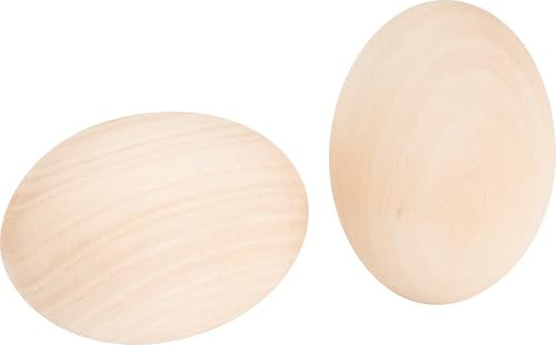 VBS Holz-Eier 6 x 4 cm 2 Stk. aus Holz für Ostern Deko Eier Basteln DIY Projekte Osterbasteln Eier bemalen Osterdeko Dekoration