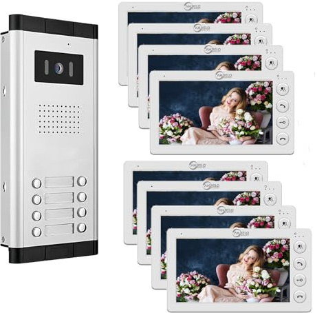 Sistema di interfono video cablato per appartamento, kit videocitofono con monitor da 7 pollici per 2/3/4/5/6/8/10/12 unità, videocitofono per interni ed esterni, audio bidirezionale, sblocco con una