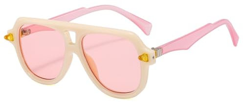 XXGJOALD New 2025 Sonnenbrille Sunglasses Women Retro Gradient Shades UV400 Trending Men Rivets Sun Glasses(Pink)