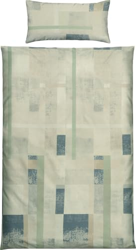 REDBEST Bettwäsche Single-Jersey Grafik Motive grün-blau Größe 40x80 cm / 135x200 cm - temperaturausgleichend, bügelfrei, mit Reißverschluss