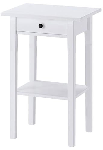 Inter Link - Beistelltisch – 1 Tür & 1 Ablage – Stauraum-Tisch - klassischer Stil – Nachttisch - Flurtisch – Kiefer Massivholz - Weiß lackiert – 1S