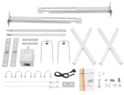 Gril Électrique Tourne Broche Barbecue Tournebroche Barbecue 2,5 TR/Min Rotation à 360° 5 Hauteurs Facile à Nettoyer Adapté Au Camping Barbecue Extérieur