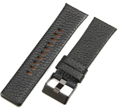 PctkeLsend 22/24/26/28 mm Armband aus echtem Leder mit Lichee-Muster und Dornschließe, passend for Diesel-Uhren DZ4386/1657/1399/1206/4323(Black-Black-K3,26mm)