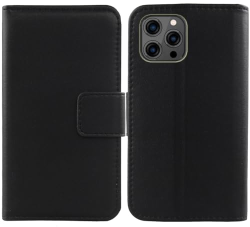 Tnviud Flip Premium Echt Leder Tasche Hülle Für Jio J20 Pluto 6.5 Lederhülle Handyhülle Schutz Klapphülle Handy Schale Etui Wallet Cover Case (Schwarz)