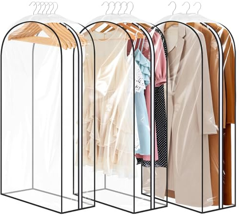 Alyvisun 3PCS Custodie per Abiti Trasparenti, Porta Vestiti Cerniere Laterali, Borsa Porta Abiti Lungo110cm Grande Capacità per Armadio, Abito