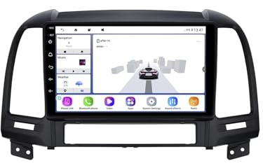Car Stereo Carplay Radio de Coche para Hyundai Sante Fe 2 2006-2012 HD Pantalla Tactil Radio Reproductor Reproductor de Internet, Bluetooth, WiFi, 4 Nuclear 4G+64G