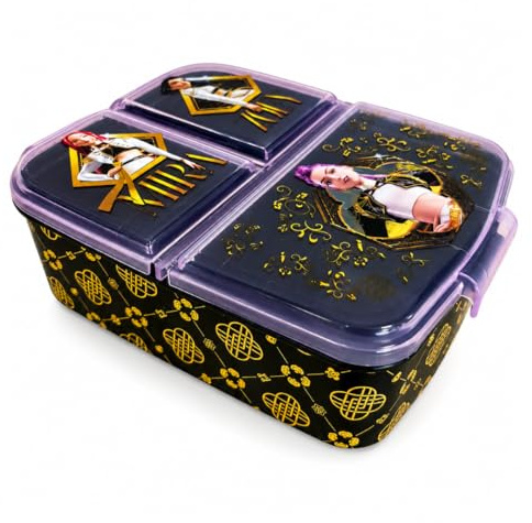 Stor Brotdose K-Pop Demon Hunters Rumi, Mira und Zoey, offiziell lizenziert, Kinder Lunchbox mit 3 Fächern, BPA-freie Vesperbox für Mädchen, Schule und Kindergarten, 17x14x5 cm
