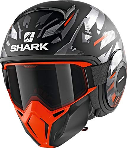 SHARK Herren NC Motorrad Helm, Schwarz/Orange, XS