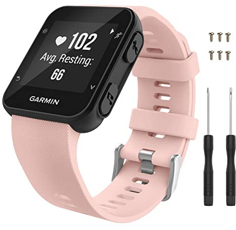 MoKo Armband Kompatibel mit Garmin Forerunner 35 GPS-Laufuhr, Silikon Ersatz Uhrenarmband Sportarmband Wechselarmband mit 2 Schraubendrehern und 6 Schrauben, Rosa
