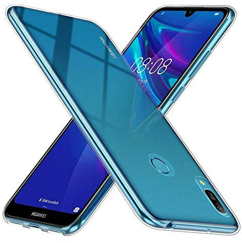 Compatibile per HUAWEI Y6 (2019) / MRD-LX1F DUAL/Honor 8A Copertura tasti CUSTODIA cover CASE GEL SILICONE TPU protezione + PELLICOLA vetro TEMPERATO 9H antiurto (Trasparente)