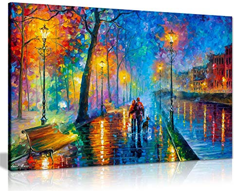 Leonid Afremov Ölgemälde auf Leinwand, abstrakt, für Wohnzimmer, Heimdekoration, Melody of the Night, 91x61cm (36x24in)