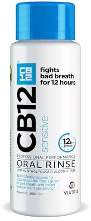 CB12 Sensitive: Fight Bad Breath for 12 Hours for Sensitive Teeth, Alcohol-Free, Soft Menthol Flavor, 250 ml