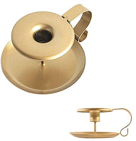 2 soportes para candelabros retro, candelabro de cono de hierro dorado a mano, candelabro hecho a mano, candelabro de una cabeza para mesas, decoración de cena a la luz de las velas para el día de San