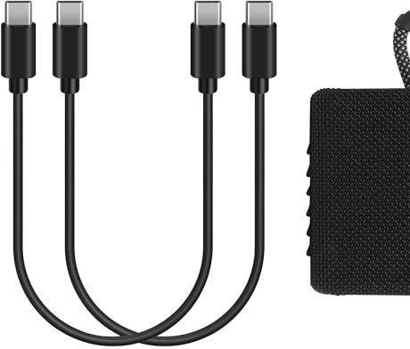 GEEKRIA Type C Speakers Short Charger Cable Compatible with JBL GO 4, CLIP5, Flip 7/6/5, Pulse 5/4, Charge 6/4, USB-C to USB-C Replacement Power Charging Cord (1ft/30cm 2Pack)