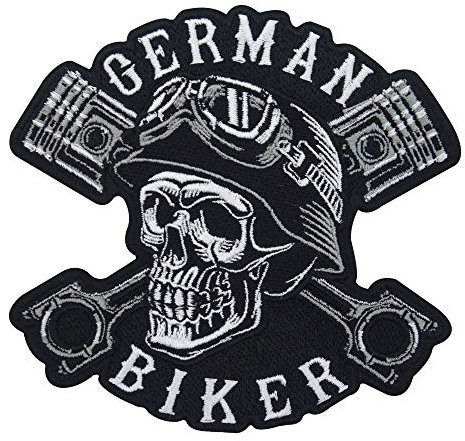 Finally Home German Biker Totenkopf Patch zum Aufbügeln | Motorrad Kutte Patches, Hunde Bügelflicken, Motorradjacke Männer Flicken, Motorcycle Aufnäher für Lederwesten
