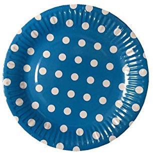 Cathy's toy Shop 20pcs Polka Dots Paper Tableware 7 Plates Birthday Party Wedding Events Cake Plate 7 (7 Blue Polka Dot Plates)