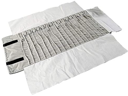 Borsa a Rullo per Organizer per Gioielli, Rotolo Pieghevole per Gioielliere Grande Capacità e Pratico Portatile,per Più Collane, Braccialetti,Grigio,PU