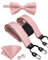 Dubulle Herren Fliege und Hosenträger mit starken Clips und Manschettenknöpfen, rose gold, M